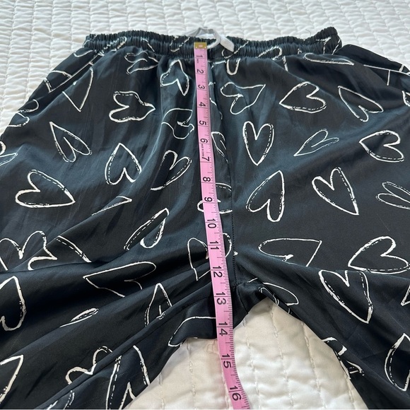 Hello Mello Sleepwear Black Pajama Pants with White Heart Design - Picture 7 of 12
